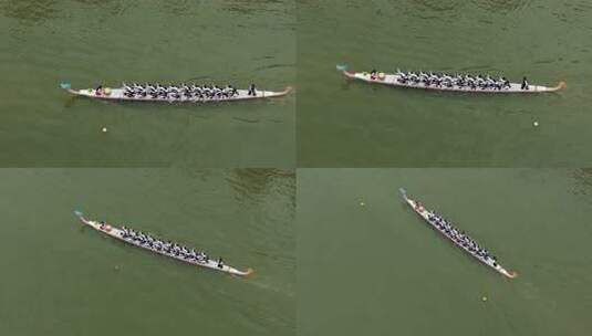 端午节赛龙舟比赛航拍龙舟俯拍龙舟划桨划船高清在线视频素材下载