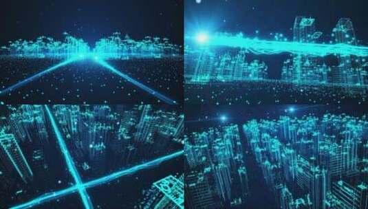蓝色科技粒子光效城市穿梭片头AE模板文件夹高清AE视频素材下载