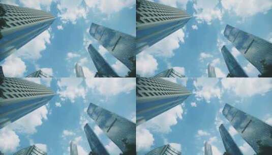 广州CBD 西塔东塔仰望城市高楼高清在线视频素材下载