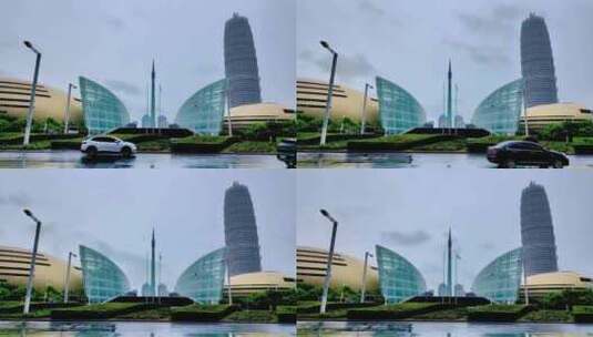 郑州CBD下雨延时摄影高清在线视频素材下载