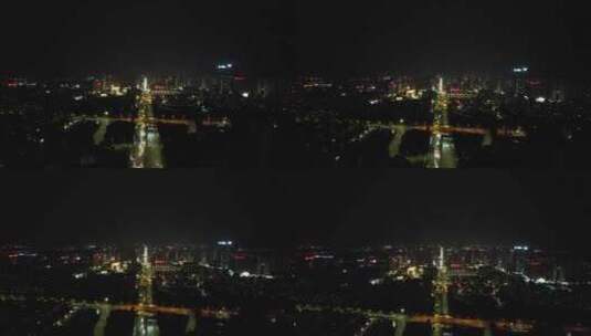 安徽蚌埠东海大道夜景交通航拍高清在线视频素材下载