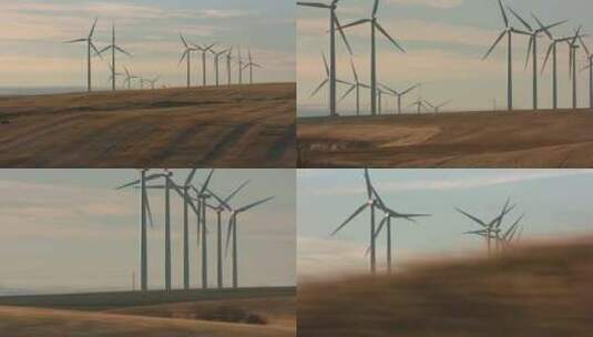 涡轮机，风电场，风力涡轮机，领域高清在线视频素材下载