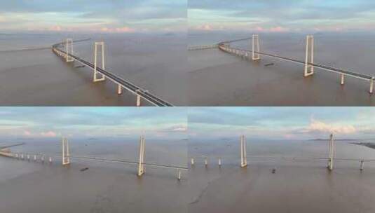 深中大桥航拍单镜头画面高清在线视频素材下载