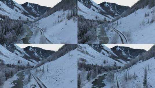 雪山大雪冰山冰雪路风景山高清在线视频素材下载