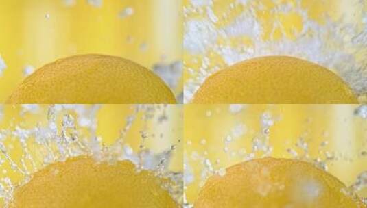 黄色柠檬上的水滴高清在线视频素材下载