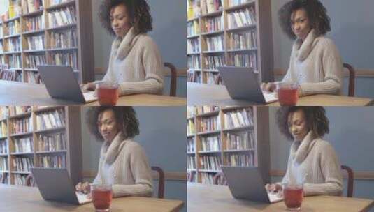 女学生使用笔记电脑高清在线视频素材下载