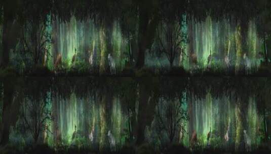 动物森林  发光小鹿蝴蝶 梦幻森林高清在线视频素材下载