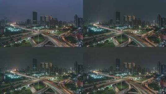 珠海市前山立交桥夜景车流高清在线视频素材下载