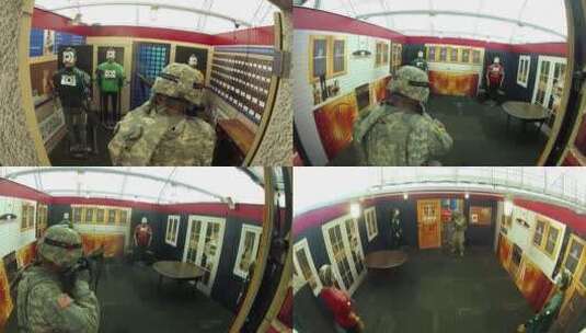 士兵在模拟分子营地进行实弹演习高清在线视频素材下载