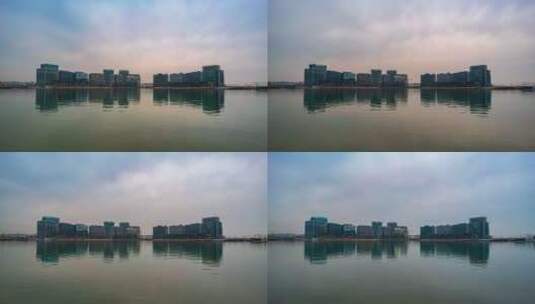 郑州北龙湖金融岛延时摄影高清在线视频素材下载