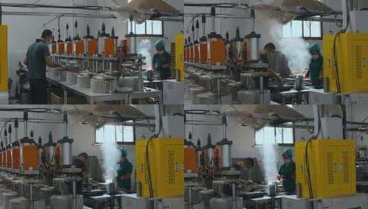 普洱茶生产视频云南普洱茶厂茶叶湿蒸工艺高清在线视频素材下载