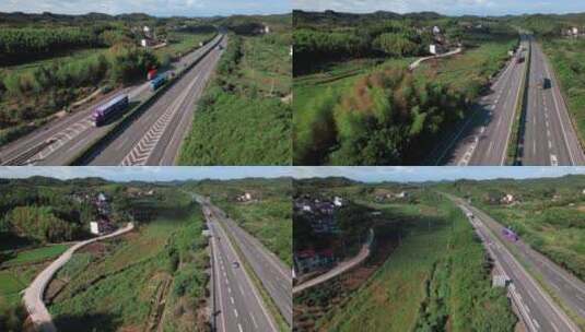 4k高速公路视频云南高速公路行驶车辆两边村高清在线视频素材下载