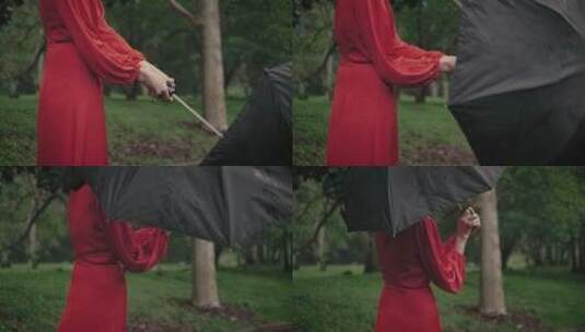 身穿红色衣服的时尚女郎高清在线视频素材下载