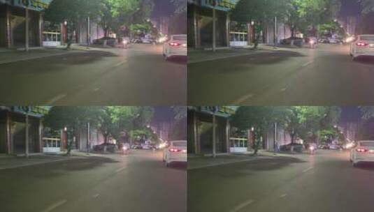 夜晚街头车辆交通路上行人高清在线视频素材下载