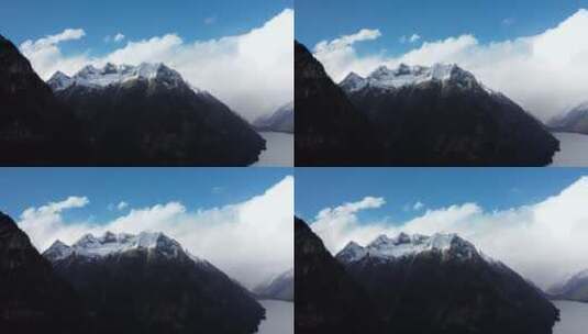 雪山湖泊蓝天高清在线视频素材下载