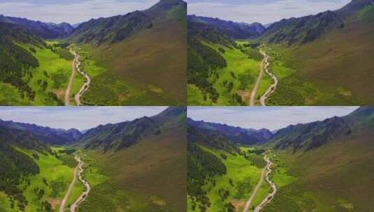 中国大西北甘肃省高山草原自然风景航拍高清在线视频素材下载