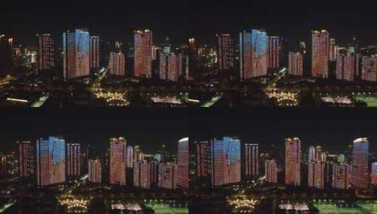 武汉城市夜景灯光航拍高清在线视频素材下载
