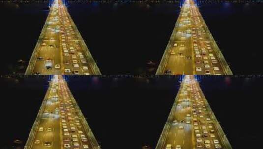 航拍桥梁车流夜景高清在线视频素材下载