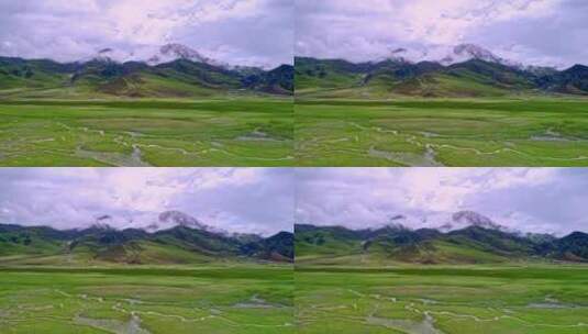 念青唐古拉山青藏铁路航拍高清在线视频素材下载