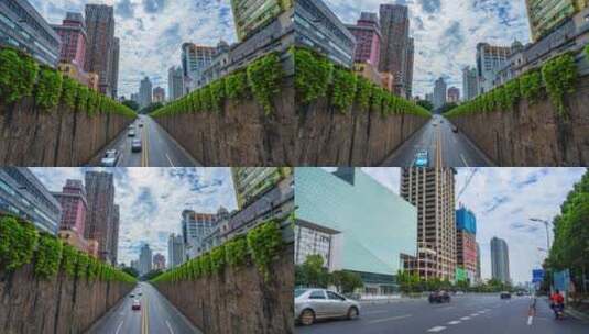 长沙城市车流蓝天白云延时视频高清在线视频素材下载