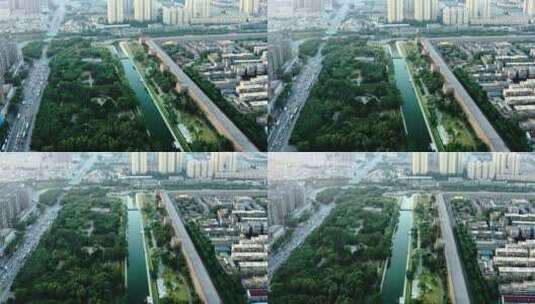 【4K航拍】西安玉祥门环城公园护城河高清在线视频素材下载