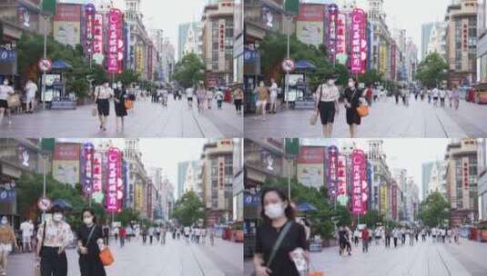繁华上海南京东路街景高清在线视频素材下载