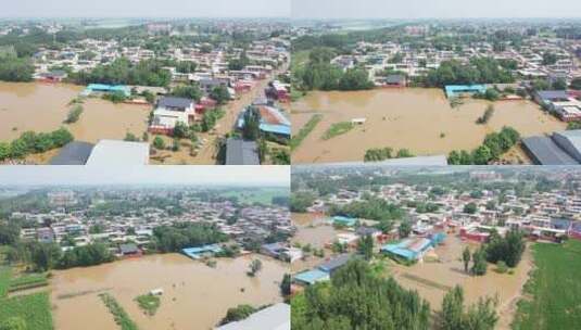 暴雨洪水泄洪乡村受灾高清在线视频素材下载