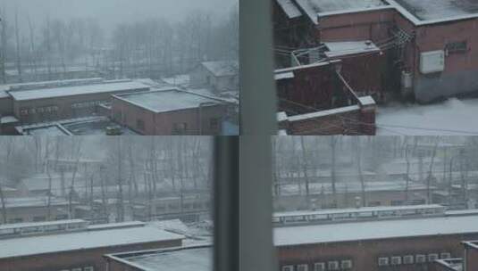 城市平房下雪高清在线视频素材下载