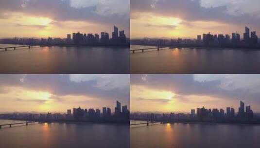 航拍杭州大桥高清在线视频素材下载