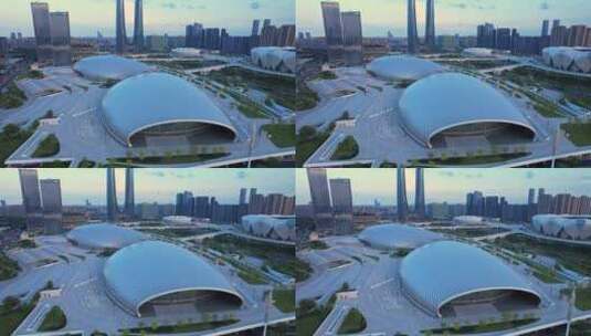 杭州奥体博览城航拍高清在线视频素材下载