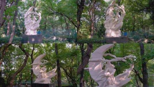 杭州吴山景区忠魂雕像4K视频素材高清在线视频素材下载