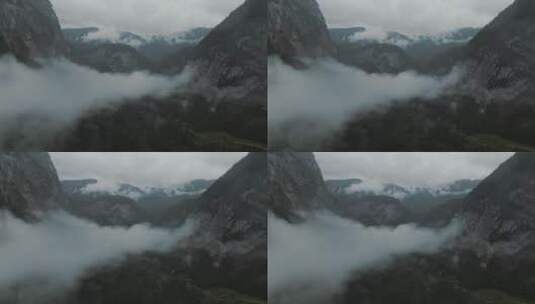 云雾在山谷中萦绕飘散高清在线视频素材下载