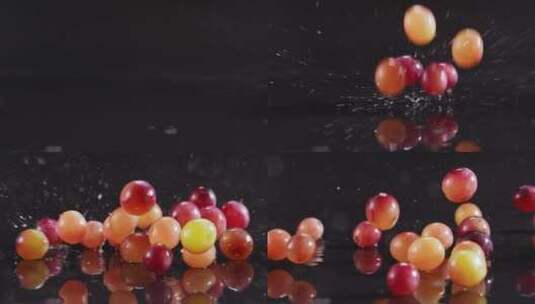 酸甜多汁有机葡萄掉落棚拍高清在线视频素材下载