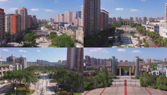 4K重庆市长寿区政府和城市市区空镜头高清在线视频素材下载