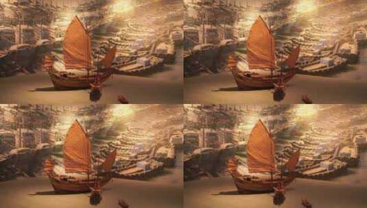 博物馆海上丝绸之路郑和下西洋帆船历史文化高清在线视频素材下载