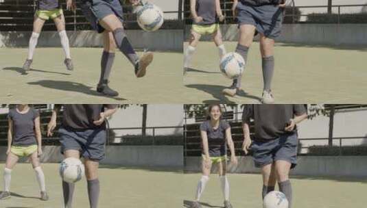 踢足球的女运动员高清在线视频素材下载