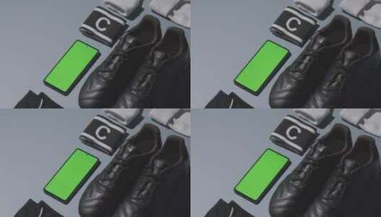 绿屏手机旁的运动设备高清在线视频素材下载