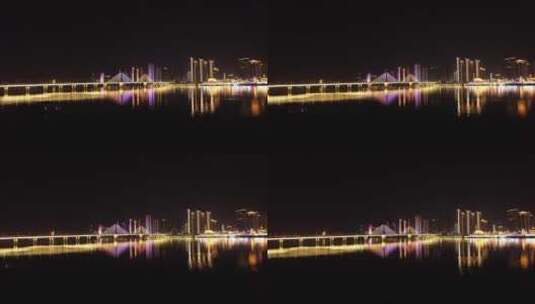 银盆岭大桥湘江夜景高清在线视频素材下载