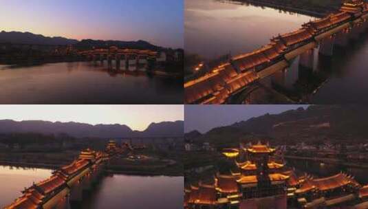 4K航拍重庆山水黔江濯水古镇5A景区夜景高清在线视频素材下载