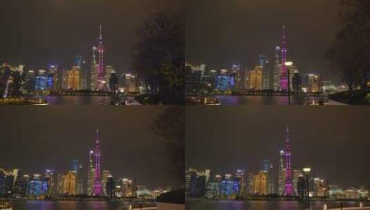 上海外滩，陆家嘴夜景高清在线视频素材下载