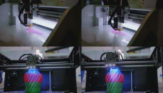 3D打印机 打印分形颜色花瓶高清在线视频素材下载