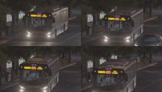 城市深夜公交车高清在线视频素材下载