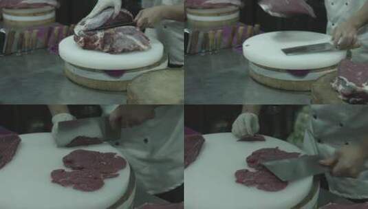 厨房切生牛肉高清在线视频素材下载