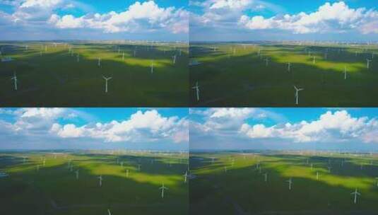 中国内蒙古乌兰察布辉腾锡勒草原风电场航拍高清在线视频素材下载