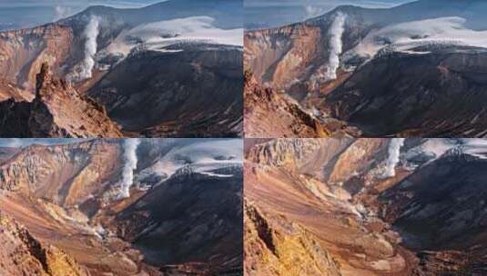 俄罗斯堪察加半岛夫斯基火山航拍高清在线视频素材下载