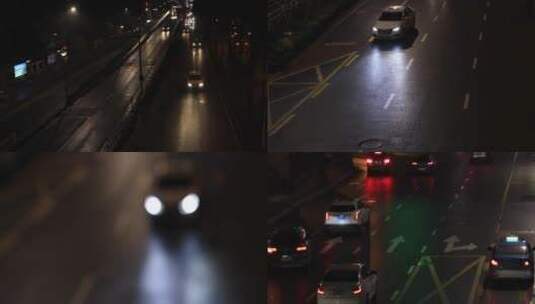 城市夜晚道路车流车灯空镜高清在线视频素材下载