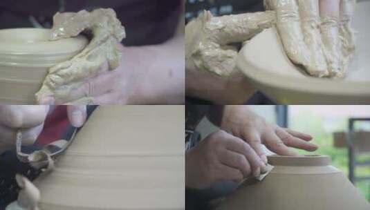 陶瓷拉坯雕刻高清在线视频素材下载