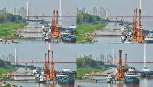 武汉经济技术开发区沌口装卸码头高清在线视频素材下载