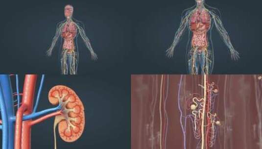 医学人体解剖泌尿系统肾脏尿液新陈代谢高清在线视频素材下载