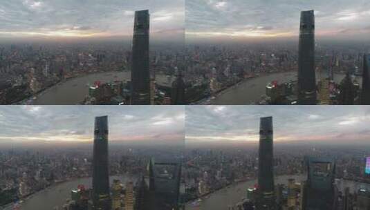 航拍上海城市空镜高清在线视频素材下载